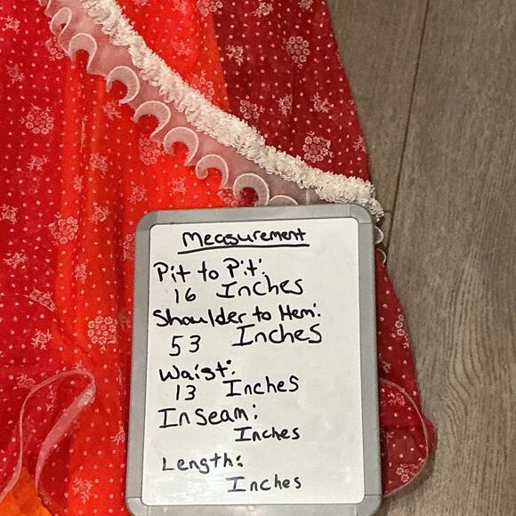 Nadine Vintage 60s 70s Red White Lace Ruffle Formal Prom Prairie Dress Size 5 - Picture 12 of 16